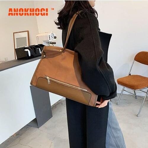 ANOKHOGI Colorful Frosted Big Capacity All-Match Shoulder Bag Female Patchwork Casual Handbag zx178