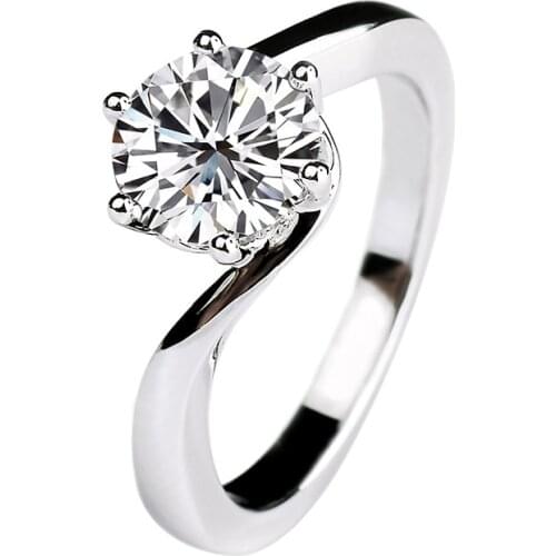 Sterling Silver 925 Jewelry Ring Women Charm Carat Diamond Elegant Luxury Twist Arm Six Claw Engagement Wedding Original Design
