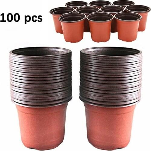 100pcs Plant Flower Pots Plastic Starting Two-Tone Universal Soft Flowers Nursery Seeds Storage Pot Container Garden Decoration