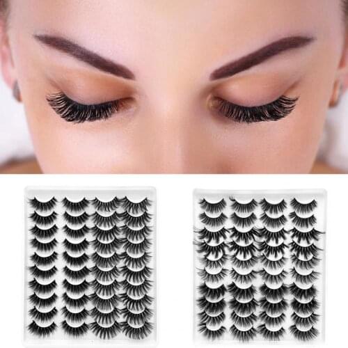 20Pairs/Set 3D Effect False Eyelash Lash Extension Fiber Natural False Eyelash Dramatic Long Wispy Lash for Beauty