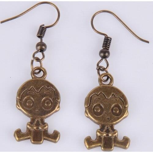 23*13MM Antique bronze vintage ancient brass baby boy earrings for women earing metal alloy drop dangle earring jewelry fashion