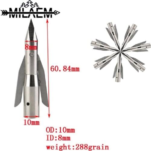 3/6/12pcs Archery Bowfishing Arrowhead 288Gr Silver Fishing Broadhead Points Tips Fits 5/16" Diametar Shaft Hunting Accessories