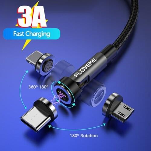 3A Fast Charging Cable Magnetic USB Type C Phone Cable Charger Data Charge Micro USB Magnet Cable Mobile Cable USB Phone Cord