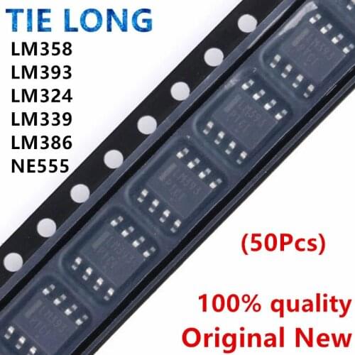 50PCS LM358 LM393 LM339 LM324 NE555 SOP SMD LM358DR LM324DR LM339DR LM393DR NE555DR LM386 LM386M-1 Amplifier Circuit new