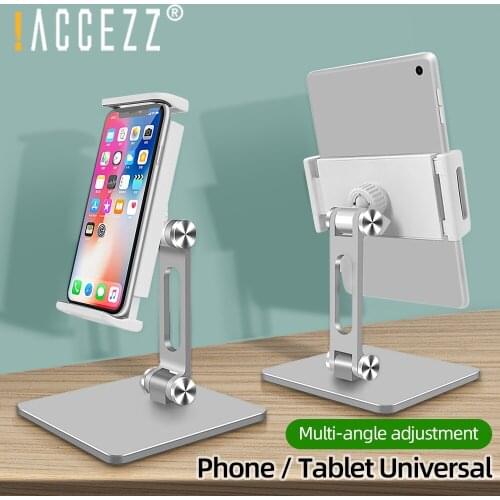 !ACCEZZ Desktop Phone Holder Adjustable Tablet Stand For iPhone 12 11 Samsung For iPad Universal Metal Mobile Smartphone Bracket