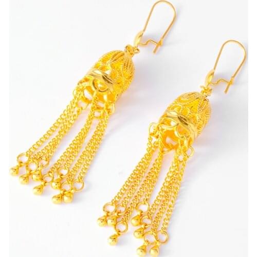 Arabic Nigeria Ghana jewelry gifts African gold color drop earrings for women girls Dubai copper earring