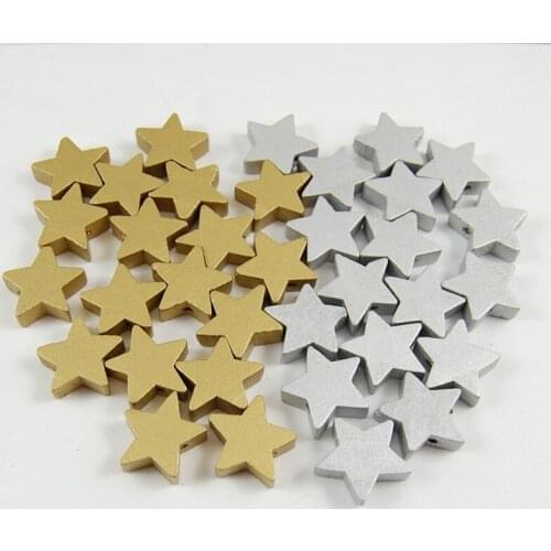 30pcs 20mm Gold Five-pointed Star Wood Beads DIY Jewelry Making Loose Spacer Wooden Bead For Children Handicraft Toy Accessories