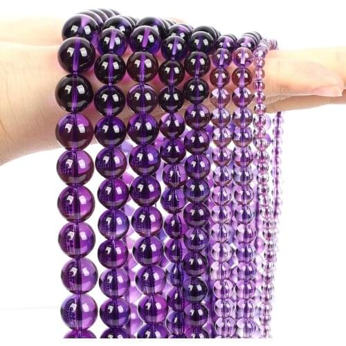 Piezoelectric Amethyst Crystal Natural Stone Beads Round Loose Bead For Jewelry Making DIY Bracelets Charm Accessories 6/8/10MM