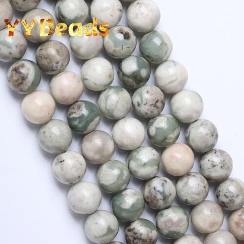 Natural Green and White Jades Stone Peace Jades Beads Round Loose Charm Beads For Jewelry Making Bracelet Necklace 4 6 8 10 12mm