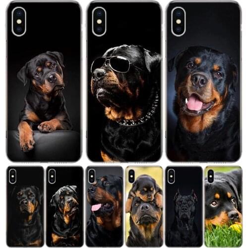 Cute Rottweiler Dog Cover Phone Case For Iphone 11 12 Mini Pro 7 6 X 8 6S Plus XS MAX + XR 5S SE 10 9 Art TPU Coque Capa Shell