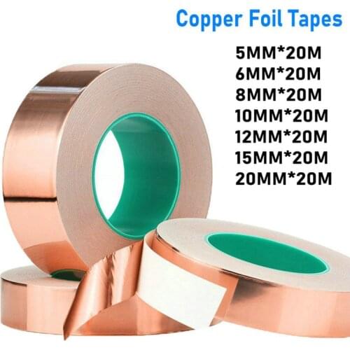 20M Double Sided Adhesive Conductive Copper Slug Foil Barrier Tape EMI Shielding Tool Copper Foil Anti-oxidation Adhesive Tape