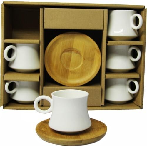 Perotti Porcelain Bamboo Dish Turkish coffee Cup Pad