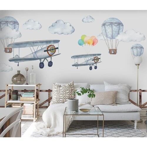 Beibehang Customize Photo wallpaper Hand drawn cartoon airplane balloon children room background wall wall papers home decor