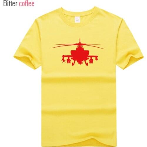 Funny Mens Tops Tees Summer New Cotton O-neck Army Combat Helicopter Printing Short Sleeve Men Fashion Trends T-shirt
