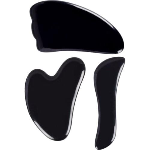 3 Pcs /Set Obsidian Gua Sha Tool Natural Stone and Mineral Facial SPA Acupuncture Scraping Massage Body Neck Eye Health Care