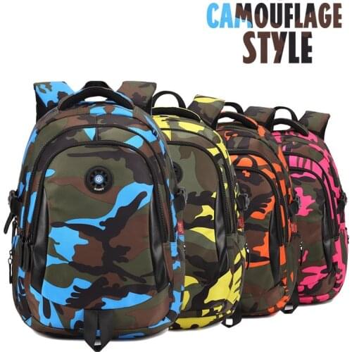 Camouflage Waterproof Nylon School Bags for Girls Boys Orthopedic Children Backpack Kids Bag Grade 1 - 6 Mochila Escolar