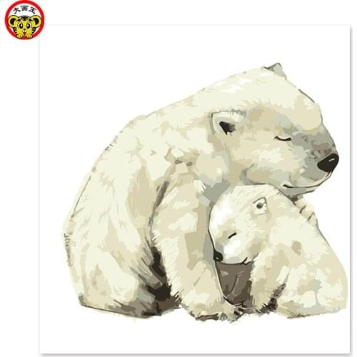 Painting by numbers art paint by number There are love bear mother and bear baby snuggle Draw on canvas Digital Painting Famous