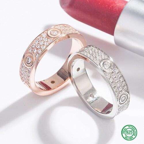 925 sterling silver gypsophila ring classic womens LOVE couple ring micro-inlaid Exquisite ring for women Light luxury jewelry