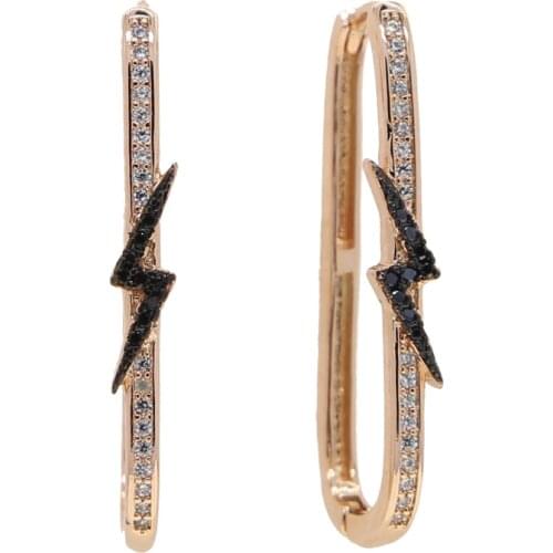 Square Lightning Black Stones Hoop Earrings Gold Color Tiny Cartilage Earrings Piercing Trendy Small Huggie Female Hoops 2021