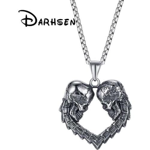 FATE LOVE Skull Heart Shape Male Men Necklaces Pendants Stainless Steel Chain Party Gift Fashion Jewelry