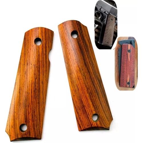 1 Pair Natural CocoBolo Polished Wood Non-slip Custom Grips Handle Scales for 1911 Grips Accessories