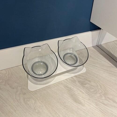 Non slip Double Cat Bowl with Raised Stand Pet Food Cat feeder Protect Cervical Vertebra cat food bowl for dogs Pet Products