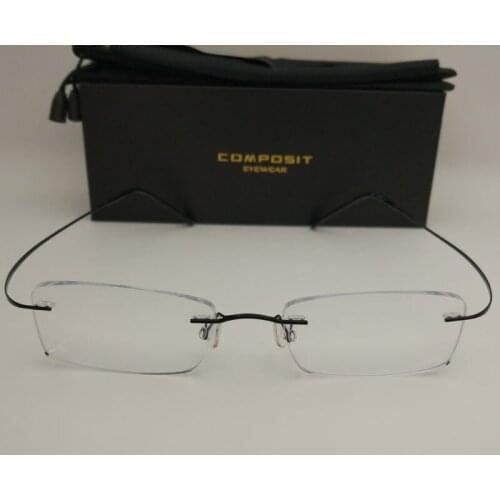 2018 New Composit Brand Titanium Rimless Square Glasses Frame Women Fashion Men Eyeglasses Clear Eye Glasses Frames For Women