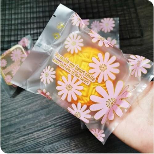 100pcs Moon Cake Packaging Bag Baking Plastic Box Egg Yolk Crisp Mung Bean Cake Bag Cookies Box Christmas Decor