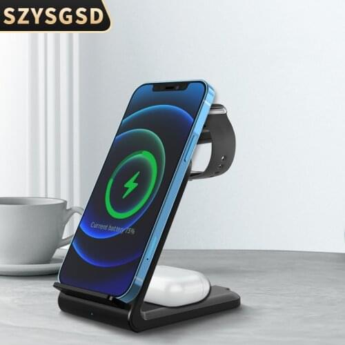 Fast 15W 3 in 1 Wireless Chargers Stand For iPhone 12 12Pro For Samsung Wireless Charging Holder For iWatch SE 5 4 3 Airpods pro