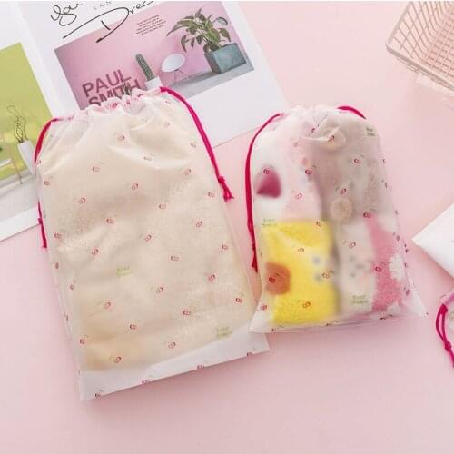Cherry Transparent Cosmetic Bag Travel Makeup Bag Drawstring Women Make Up Bath Organizer Storage Bag Pouch Toiletry Wash Beauty