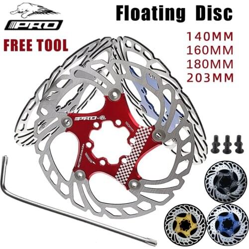 IIIPRO MTB Road Bike Brake Disc Rotor 180 160 mm Floating Pads 6 7 in For 6 Bolts Disk Mountain Hub Bicycle Parts T25 Wrench