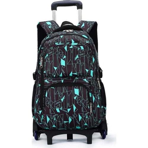 SIXRAYS Kids boys girls Trolley Schoolbag Luggage Book Bags Backpack Latest Removable Children School Bags With 6 Wheels Stairs