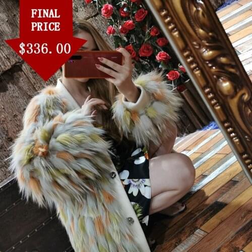 CNEGOVIK Fur Coat Womens Real Silver Fox Fur Overcoat 2020 Autumn And Winter New Fashion Colorful Cloud Jacket