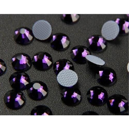 Best Quality hotfix rhinestones,Purple velvet color Flat Back Hot-Fix rhinestones iron crystal for fabric