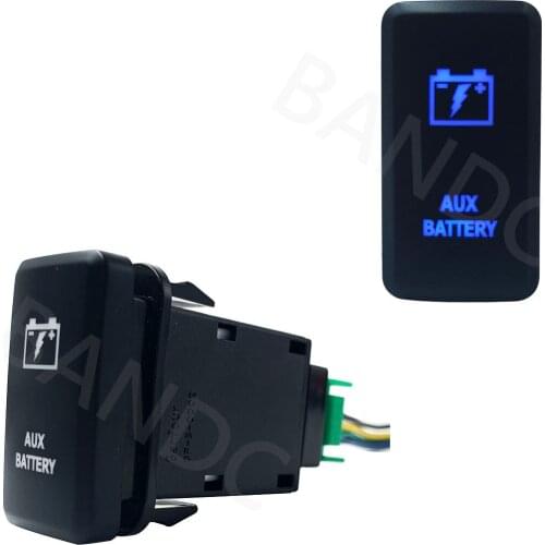 BLUE Led Light, 3Amp 12V Car AUX BATTERY ON OFF SPST Push Switch with Jumper Wire for Toyota Prado Landcruiser Hilux, Auto Parts