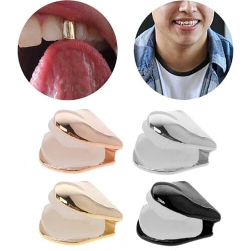 Gold Sliver Color Trendy Rock Rapper Hip Hop Caps Mold Top & Bottom Grill Body Jewelry Single Tooth Bling Teeth
