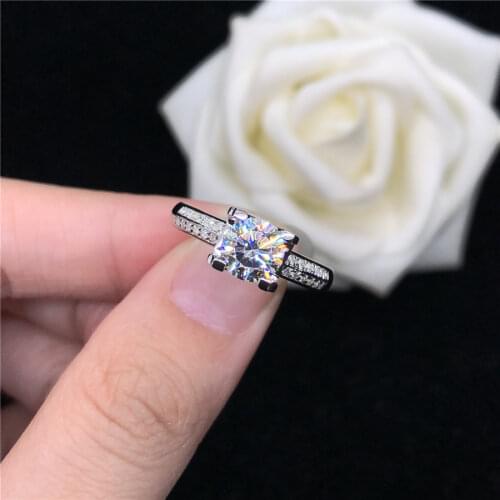 2Carat Genuine White Gold Oxhead Style Credible Genuine Moissanite Women Anniversary Ring Top Brand Style Permanent Quality Ring