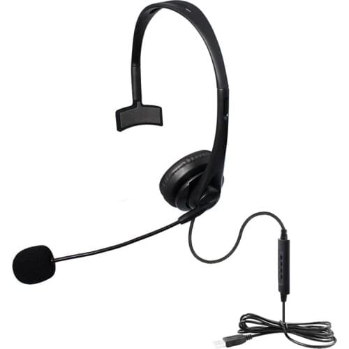 USB Call Center Headset with Noise Cancelling Mic Monaural Headphone for PC Home Office Phone Service Plug and Play