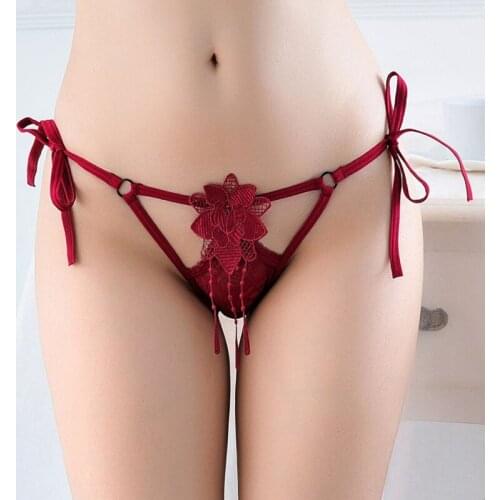 Women Sexy Lingerie Low Waist Underpants Lace Underwear Porno Girl Temptation Hollow Beautiful Butt Hot Thong for Sex Game