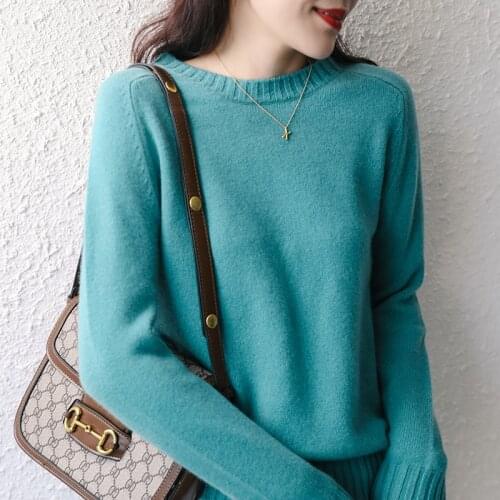 High-End 2020 Hot Sales Cashmere Sweater Women Pullovers Fashion O- Neck Solid Color Long Sleeve S-XXL Knitted Jumpers