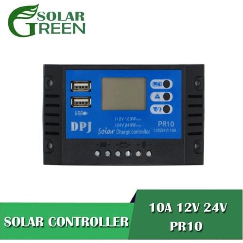 LCD Solar Charge Controller PWM 10A RP10 DC 12V 24V Auto Solar battery charger Solar PV Regulators