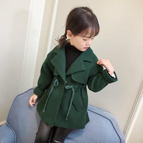 Toddler Kids Girls Winter Warm Wool Elastic Waist Coat Overcoat Outwear Jacket Top Long Sleeve Cute Green Jacket Girls 2-8T