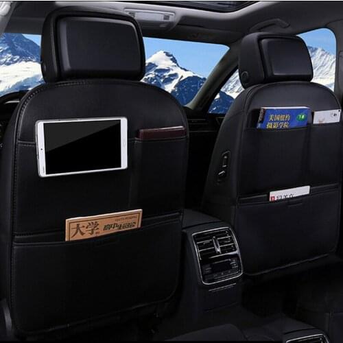 1 Pcs PU Leather Anti-kicking Pad Car Seat Backrest Protection Cover Anti-fouling Pad Storage Bag IPad Bracket Car Accessories