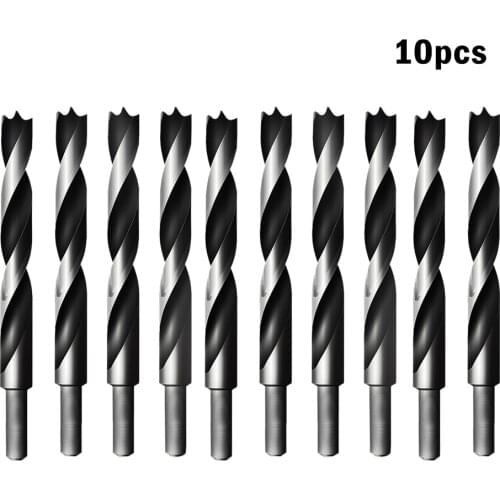 10pcs 3mm 5mm High Carbon Steel Wood Woodworking Tool Straight Shank Twist Three Brad Point Drill Bit