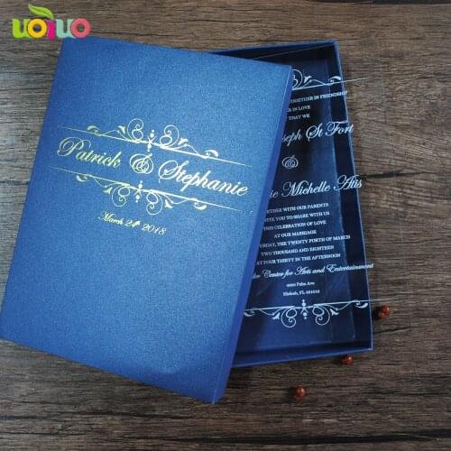 10pcs navy blue/white/black invitation box for acrylic card
