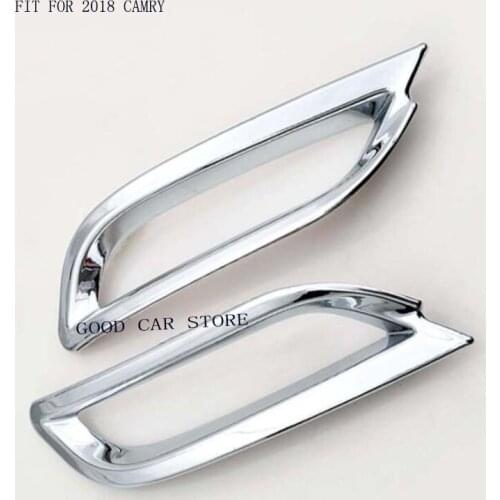 2 Silver pcs ABS Rear Tail Fog Light Frame Fog Lamp Cover Trim ABS Chrome Fit for Camry 2018