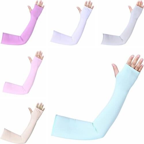 2pcs Running Arm Sleeves Breathable Ice Silk Sunscreen Cuff Summer Riding Cool Sleeves Outdoor Sports Tourism Kit College Style