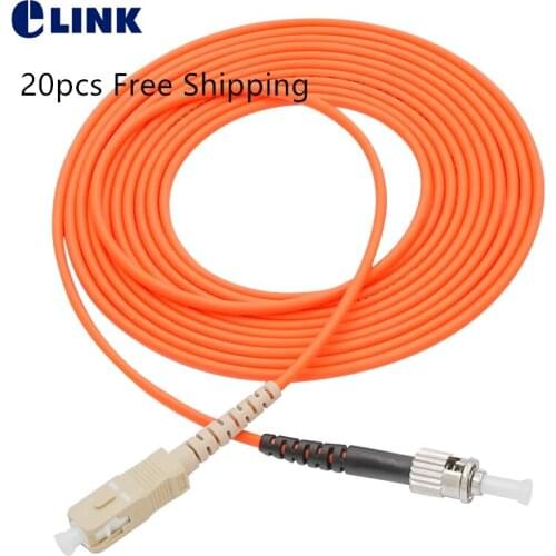 20pcs SC TO ST fiber patchcord Multimode Simplex 3.0mm 50/125um cable 1 2 3 5 7 10Mtr optical fibre jumper Free Shipping ELINK
