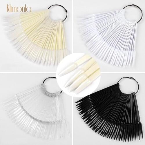 40pcs/bag Round Head Iron Ring Fan Nail Polish Swatch Color Card False Nail Tips Color Card Practice Display Manicure Tools