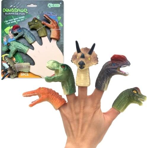 5PCS Mini Dinosaur Finger Puppet Dinosaur Portable Cartoon Fingers Toy Doll Baby Early Educational Hand Story Decompression toys